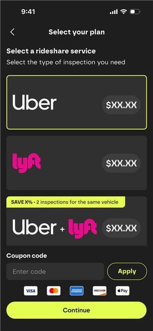 Rideshare Inspection service type Rideshare Inspection service type